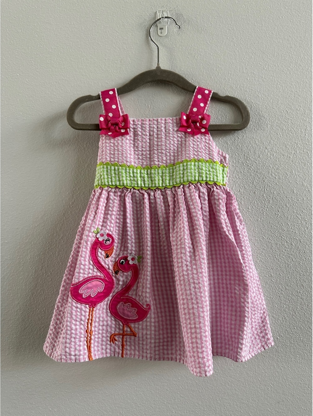 Emily rose girls dress Flamingo Gingham Pink 12 M